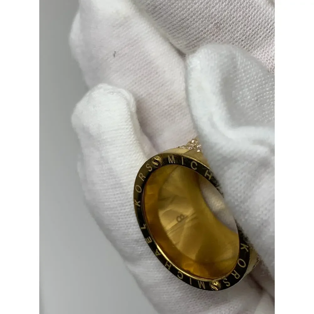 Michael Kors Pave Barrel Ring Gold Tone Metal Size 8